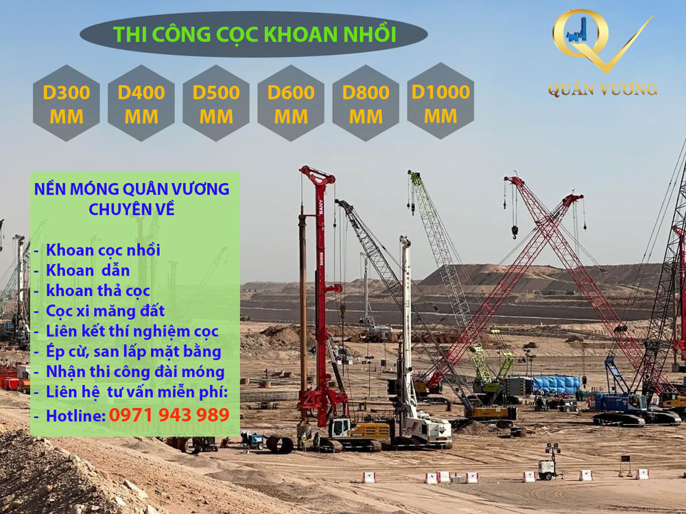 Báo giá khoan cọc nhồi D300, D400, D500, D600, D800, D1000 tốt nhất